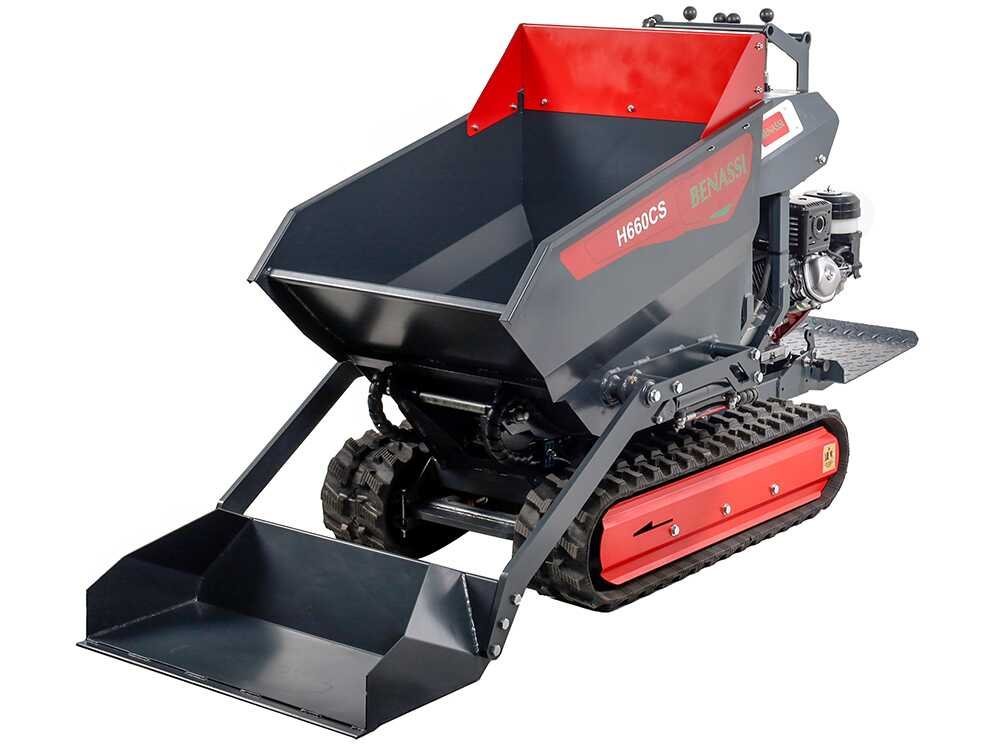 benassi h660cs brouette à moteur sur chenilles caisson dumper hydraulique avec pelle capacité charge 600kg benassi h660cs brouette à moteur sur chenilles caisson dumper hydraulique avec pelle capacité charge 600kg