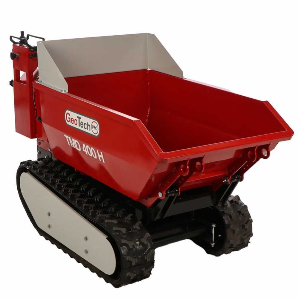 geotech pro tmd 400 h brouette à batterie 48v 15ah avec basculement hydraulique