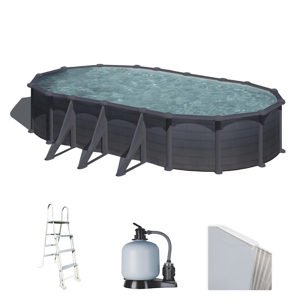 gre granada ovale 730x375x132cm piscine hors sol en acier